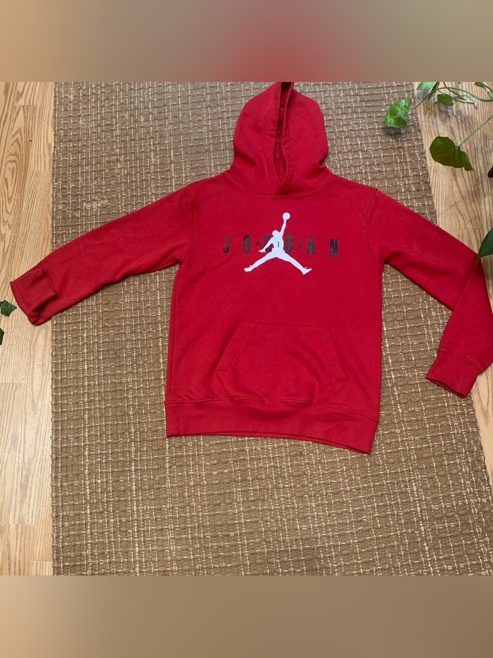 Jordan Kids Red Pullover Hoodie with Jumpman Logo